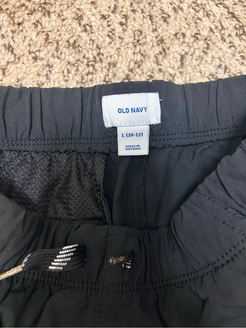 Old Navy Boys Black Athletic Drawstring Shorts Size L 10/12